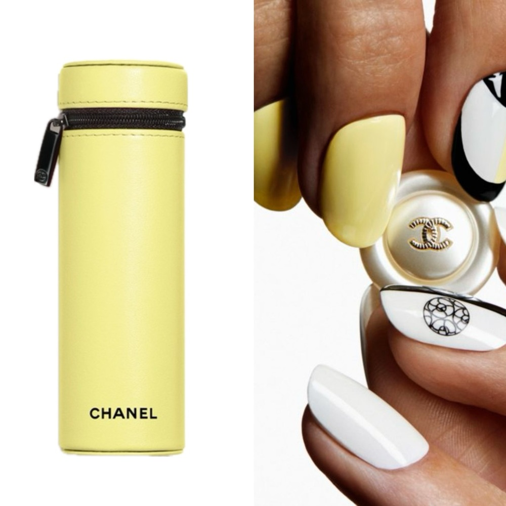 Chanel Leather Makeup Brush Case (color# 129 ovni/yellow)